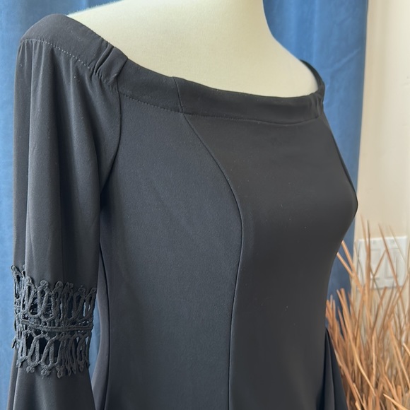 ⭐️SALE⭐️ Joseph Ribkoff Black Off Shoulder Bell Sleeve Dress EUC - Picture 4 of 15